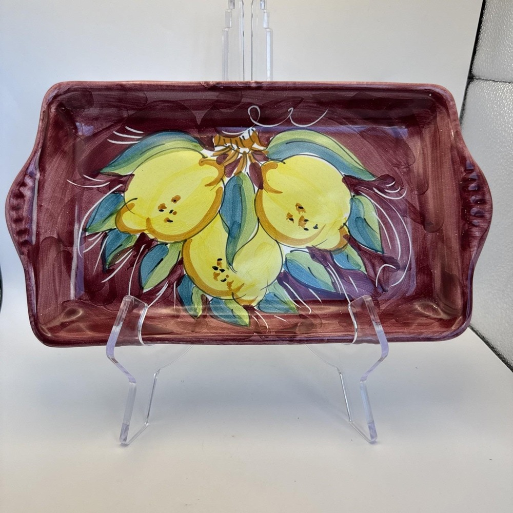 Ravello Ceramiche lemons Serving Dish Tray Hand‎ Painted Made in Italy 12in